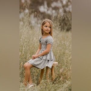 Noralee Cosette Dress Provence floral ditsy grey cream girls toddler 3T 4T